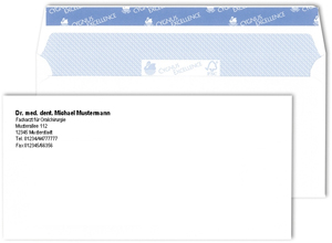 Briefkuvert ohne Fenster, bedruckt wie bisher